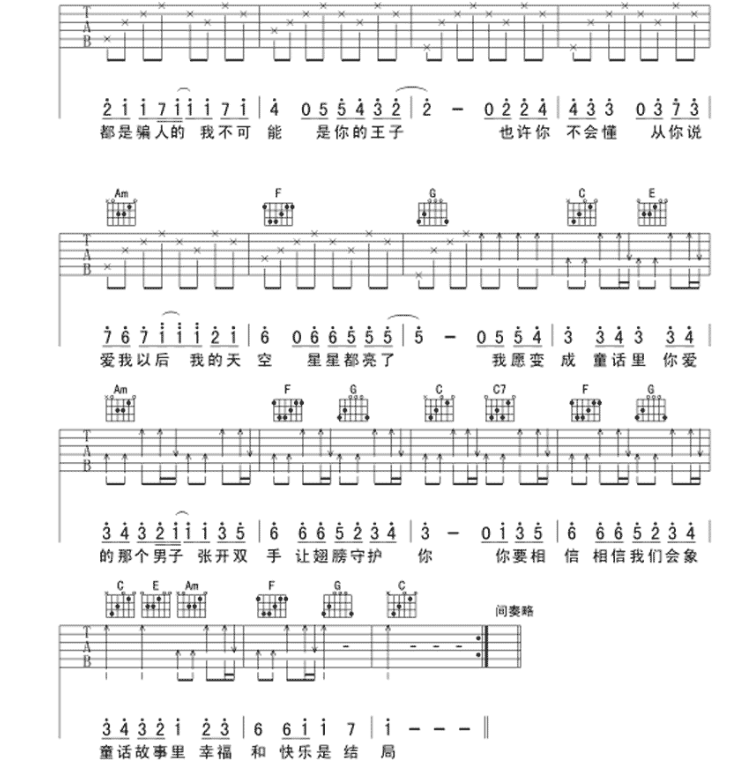 《童话吉他谱》_光良_C调_吉他图片谱2张 图2