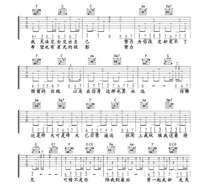 《可惜不是你吉他谱》_梁静茹_C调_吉他图片谱4张 图3