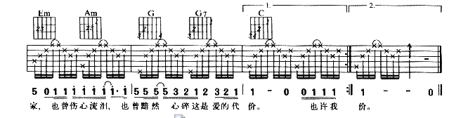 《爱的代价吉他谱》_张艾嘉_B调_吉他图片谱2张 图2