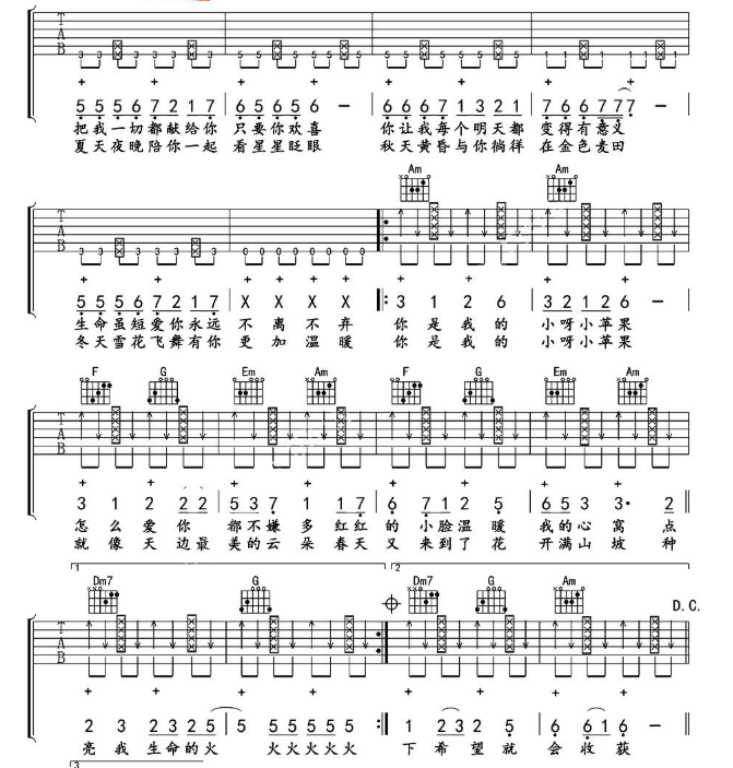 《小苹果吉他谱》_郑冰冰_B调_吉他图片谱5张 图3