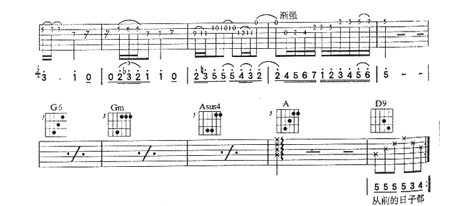 《同桌的你吉他谱》_老狼_D调_吉他图片谱4张 图4