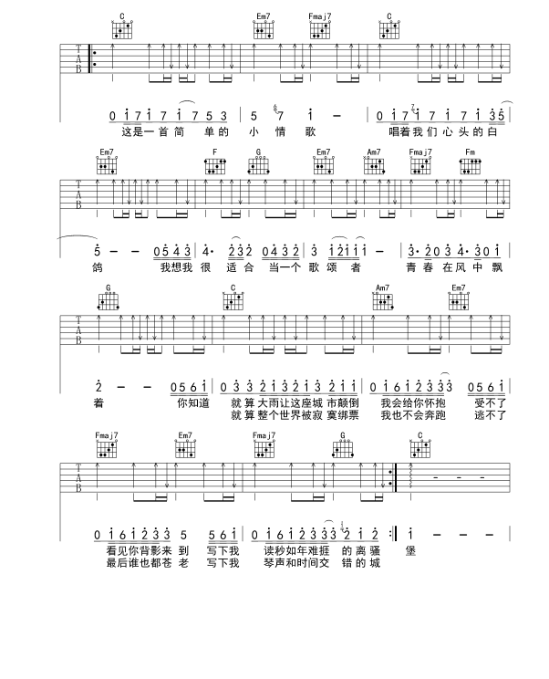 《小情歌吉他谱》_苏打绿_D调_吉他图片谱2张 图2