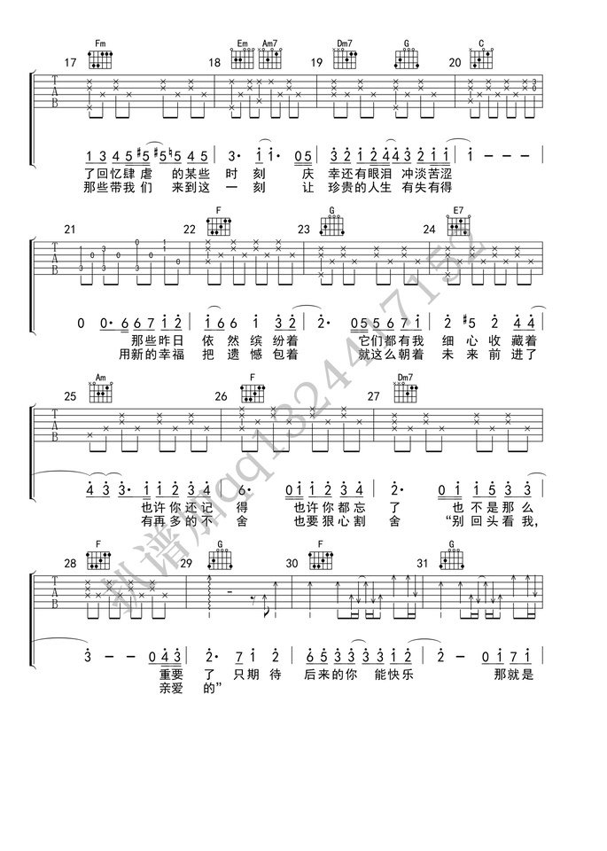 《后来的我们吉他谱》_五月天_D调_吉他图片谱4张 图2