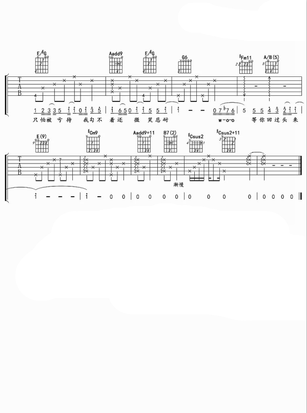 《踮起脚尖爱吉他谱》_洪佩瑜_E调_吉他图片谱3张 图3