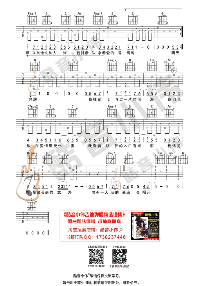 《遇见吉他谱》_陈曦_C调_吉他图片谱2张 图2