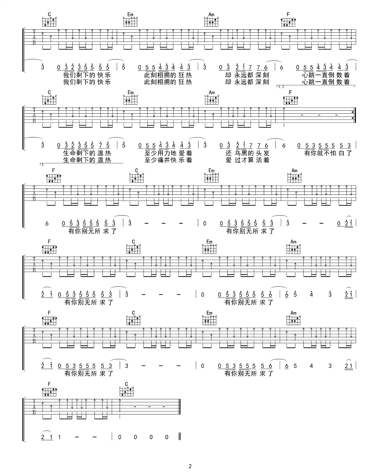 《倒数吉他谱》_夏侯钰涵、吴雨锜_F调_吉他图片谱2张 图2