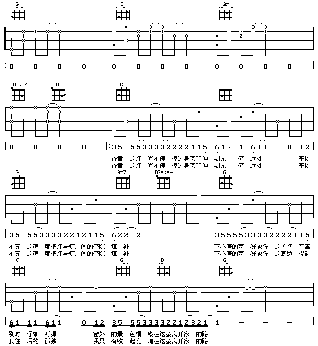 《离家的路吉他谱》_齐秦_G调_吉他图片谱5张 图2