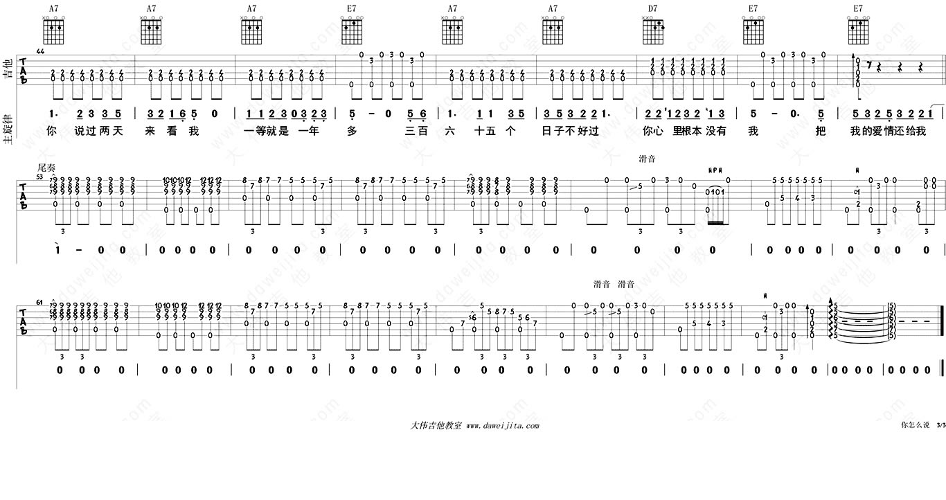 《你怎么说吉他谱》_邓丽君_A调_吉他图片谱2张 图2