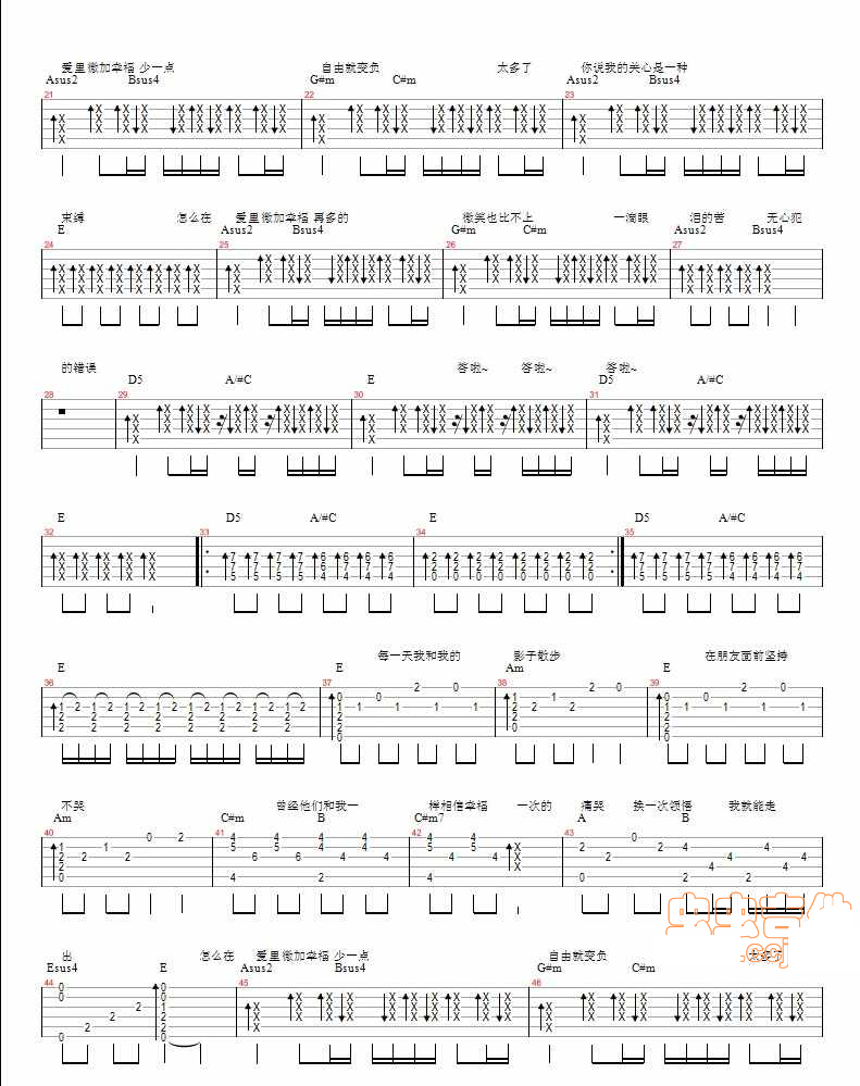 《微加幸福吉他谱》_郁可唯_和弦谱_E调_吉他图片谱3张 图2
