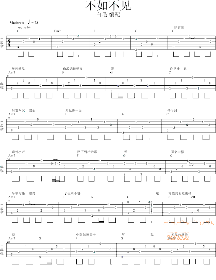 《不如不见吉他谱》_陈奕迅_和弦_吉他图片谱3张 图1