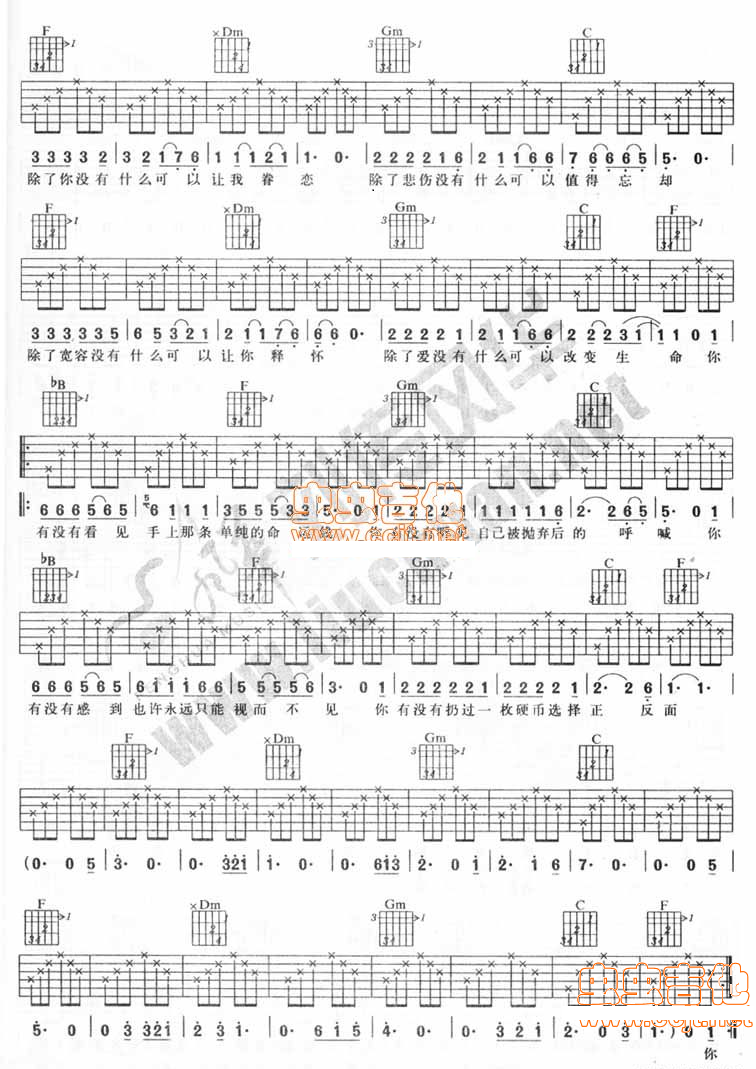 《硬币吉他谱》_汪峰_F调_吉他图片谱2张 图2