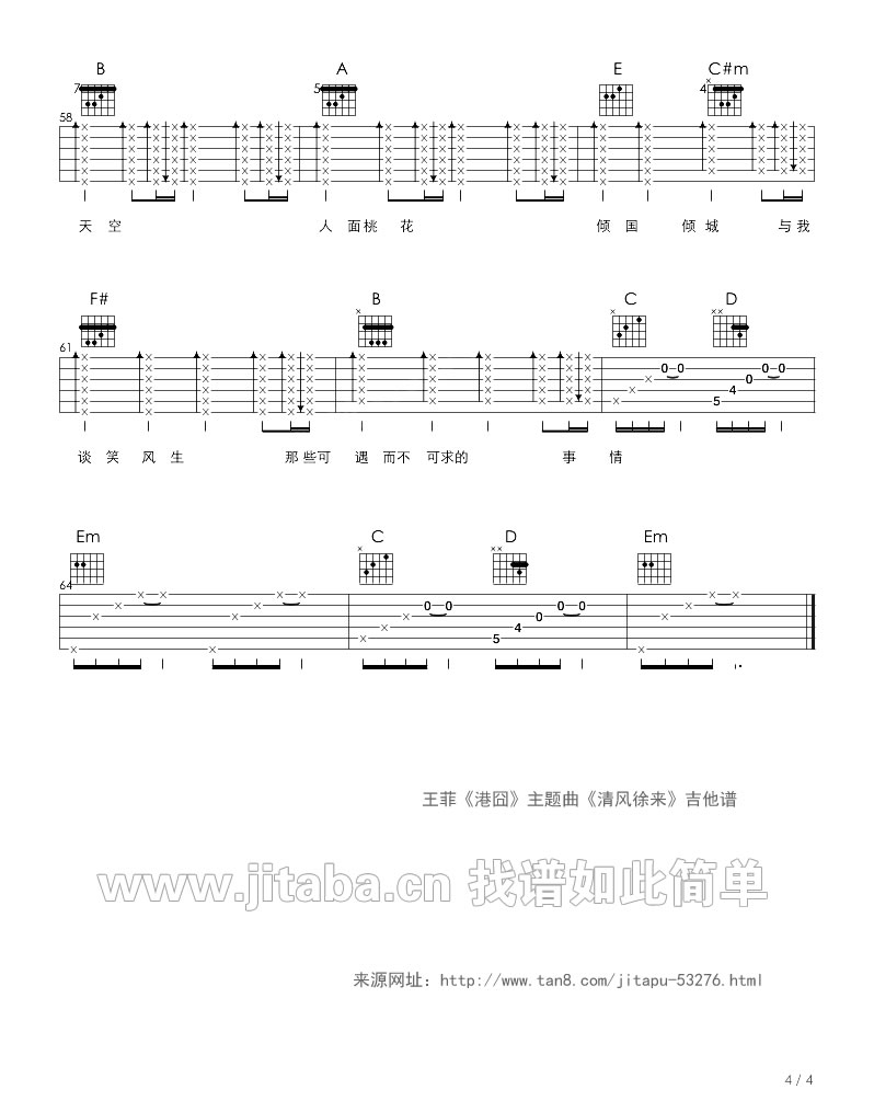 《泰囧吉他谱》_王菲_C调_吉他图片谱4张 图4