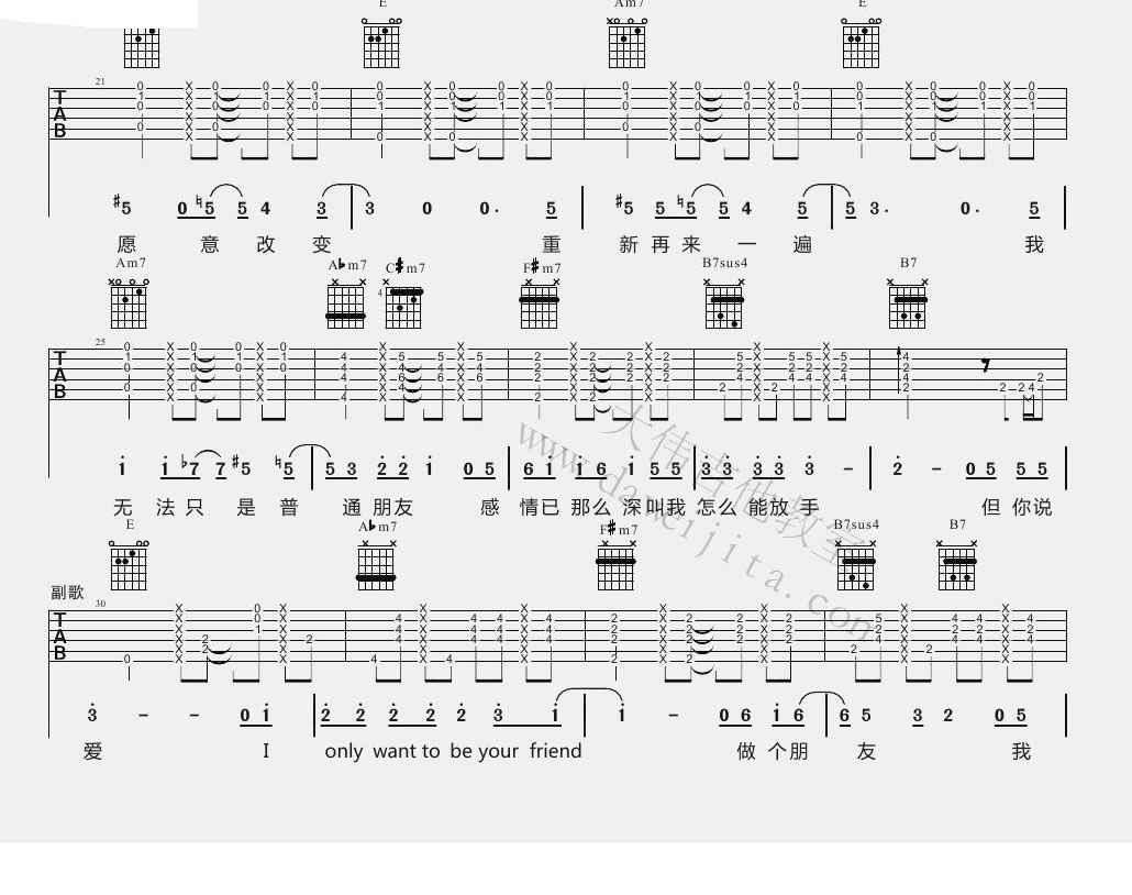 《普通朋友吉他谱》_陶喆_F调_吉他图片谱5张 图3