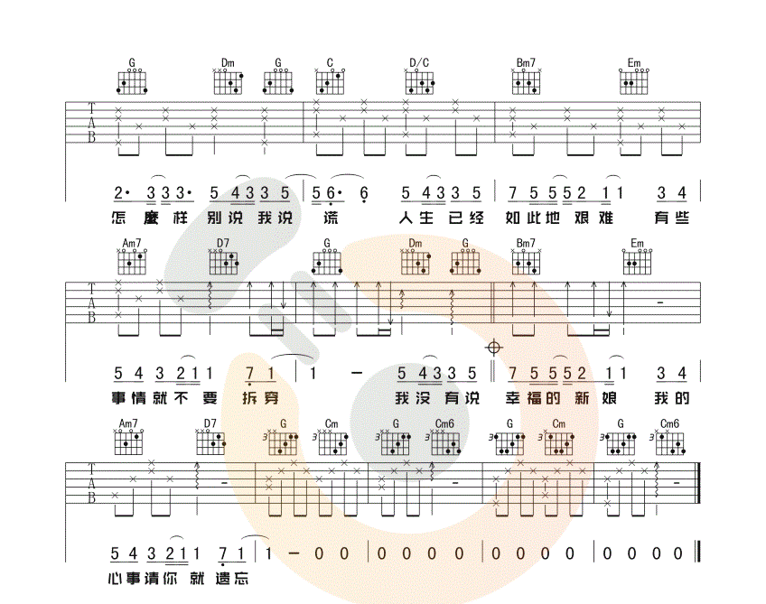 《说谎吉他谱》_林宥嘉_G调_吉他图片谱4张 图4