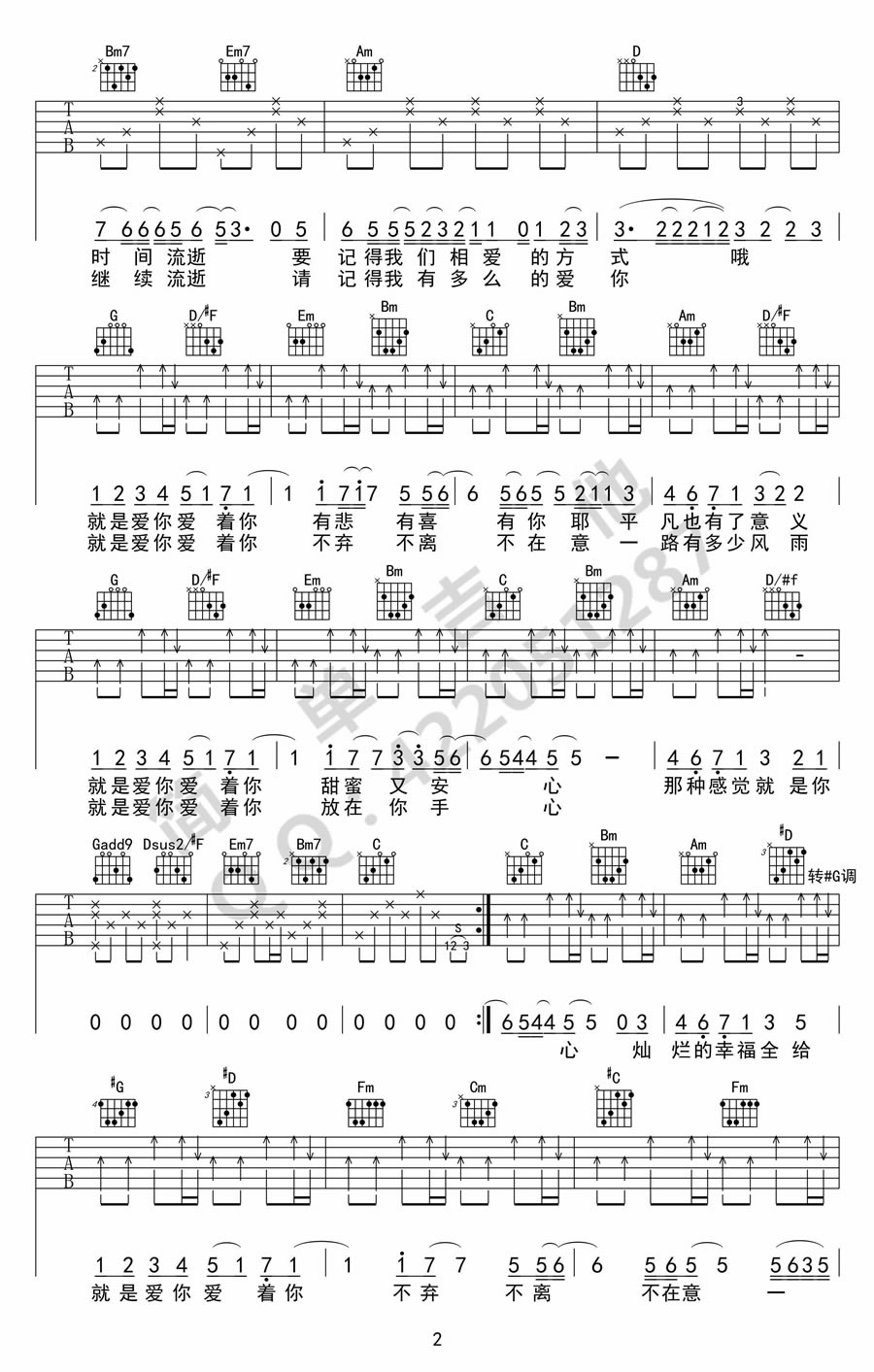 《就是爱你吉他谱》_陶喆_G调_吉他图片谱3张 图2