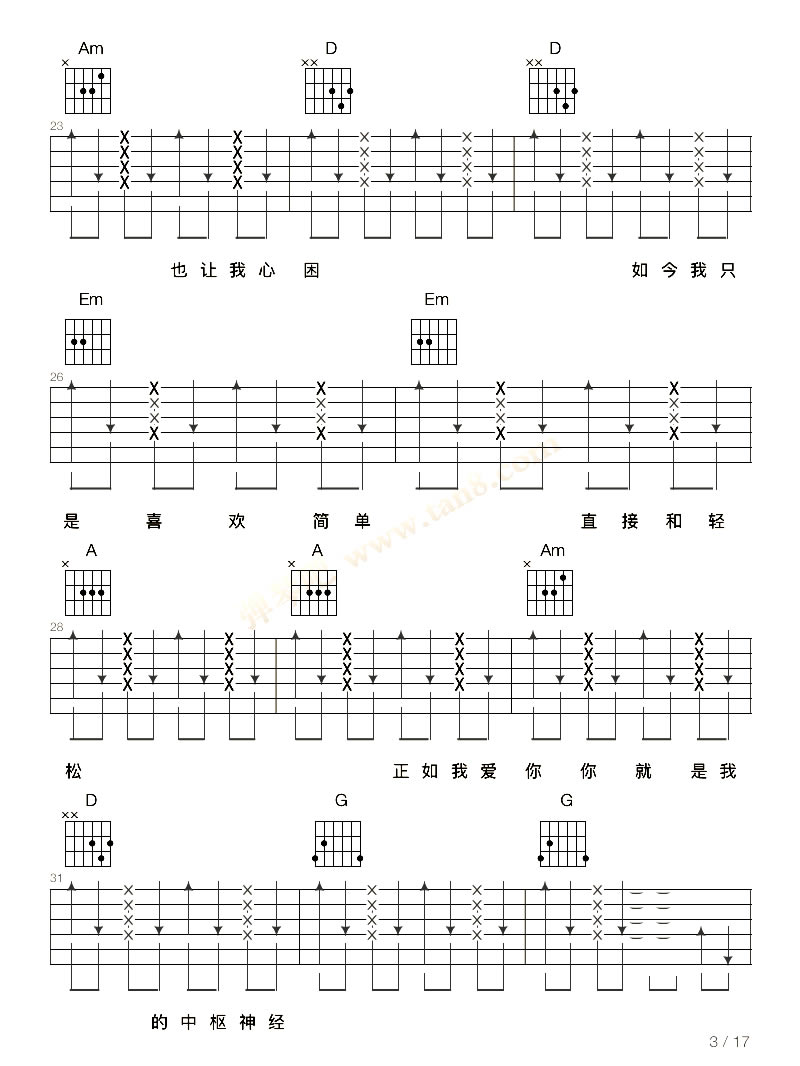 《你走你的路吉他谱》_陈淑桦、李宗盛_汪峰_六线谱完整版好听_C调_吉他图片谱4张 图3