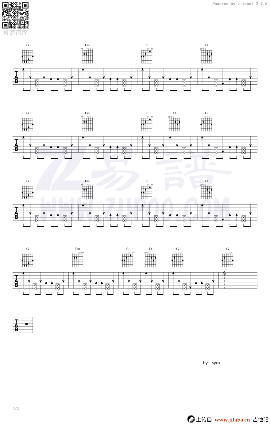 《我乐意吉他谱》_许嵩__C调六线谱_吉他弹唱谱很好听_C调_吉他图片谱2张 图2