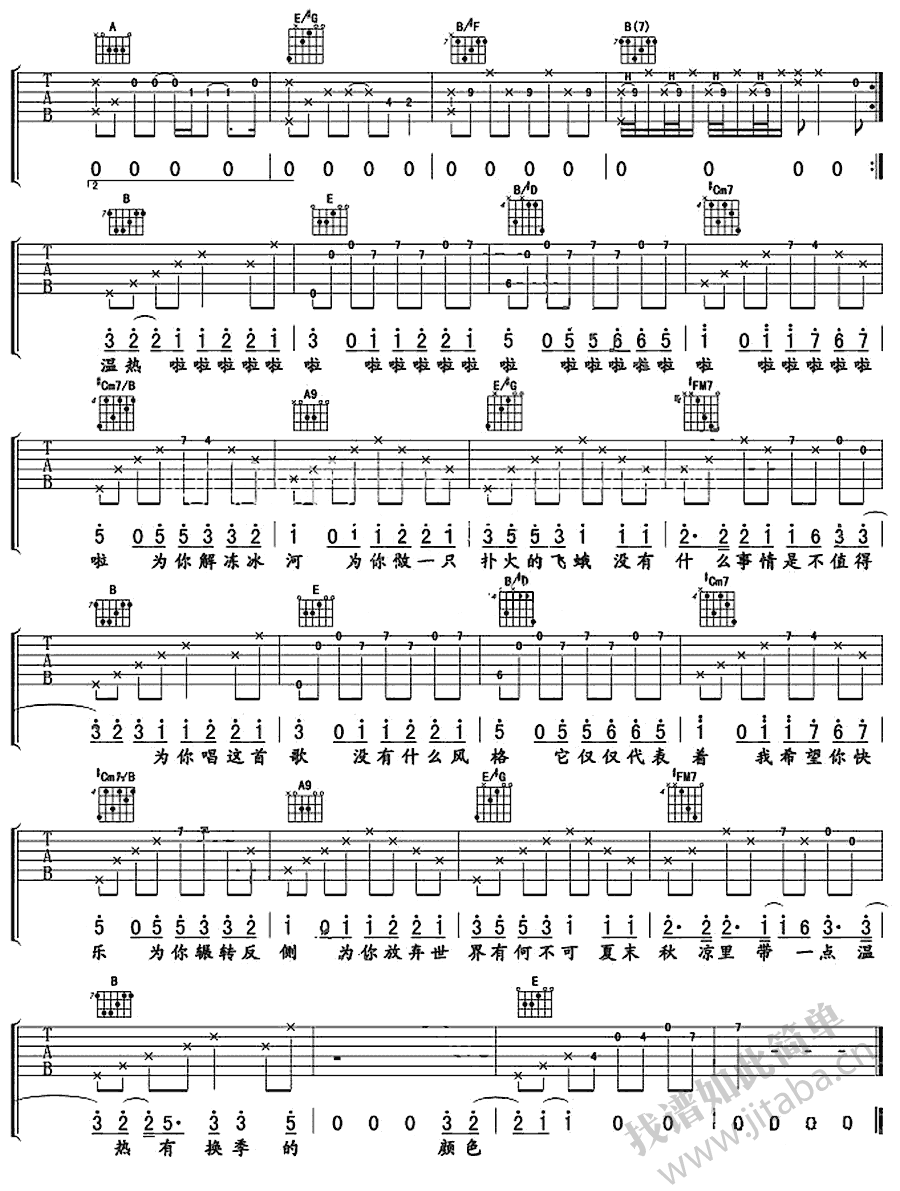 《有何不可吉他谱》_许嵩__吉他弹唱六线谱好听_F调_吉他图片谱3张 图3