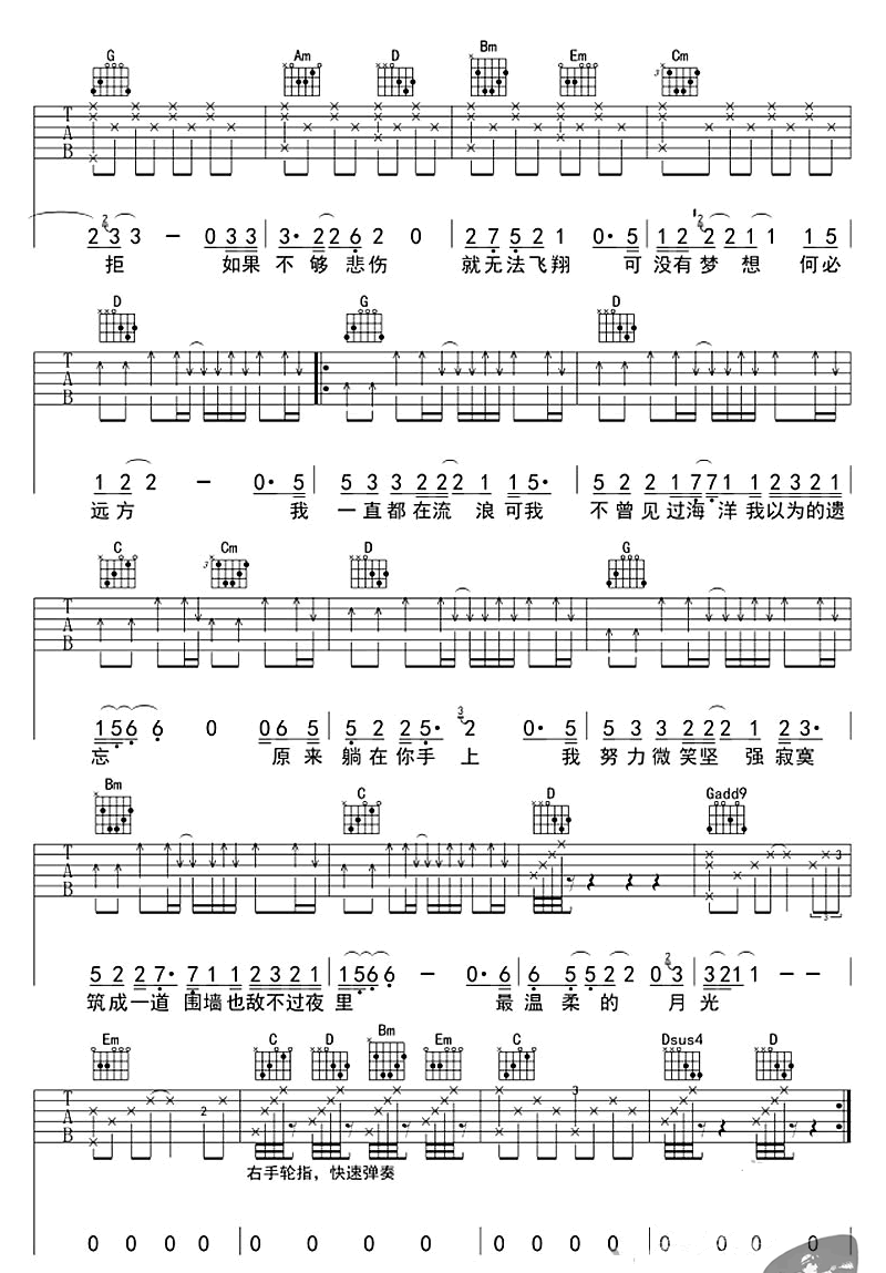 《残酷月光吉他谱》_林宥嘉__G调图片谱完整版_G调_吉他图片谱3张 图3