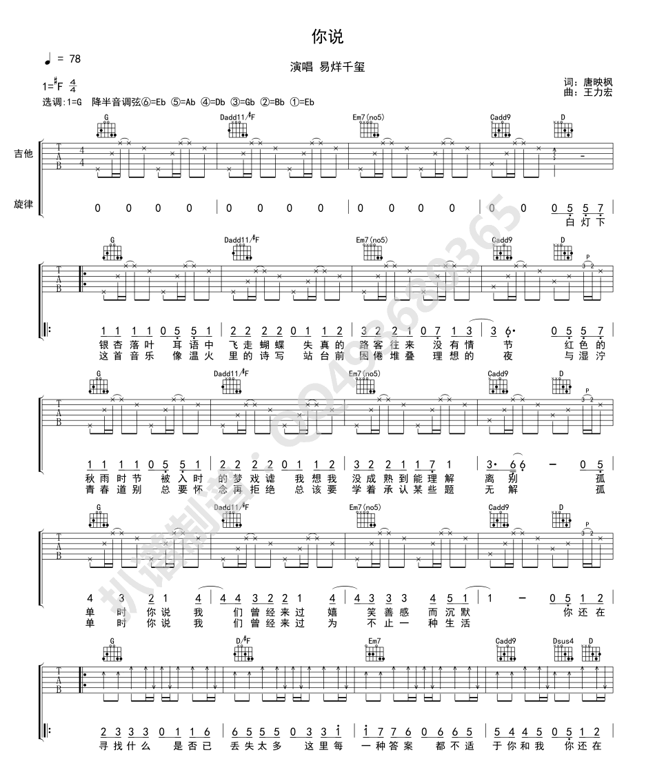 《你说吉他谱》_易烊千玺_吉他图片谱3张 图2