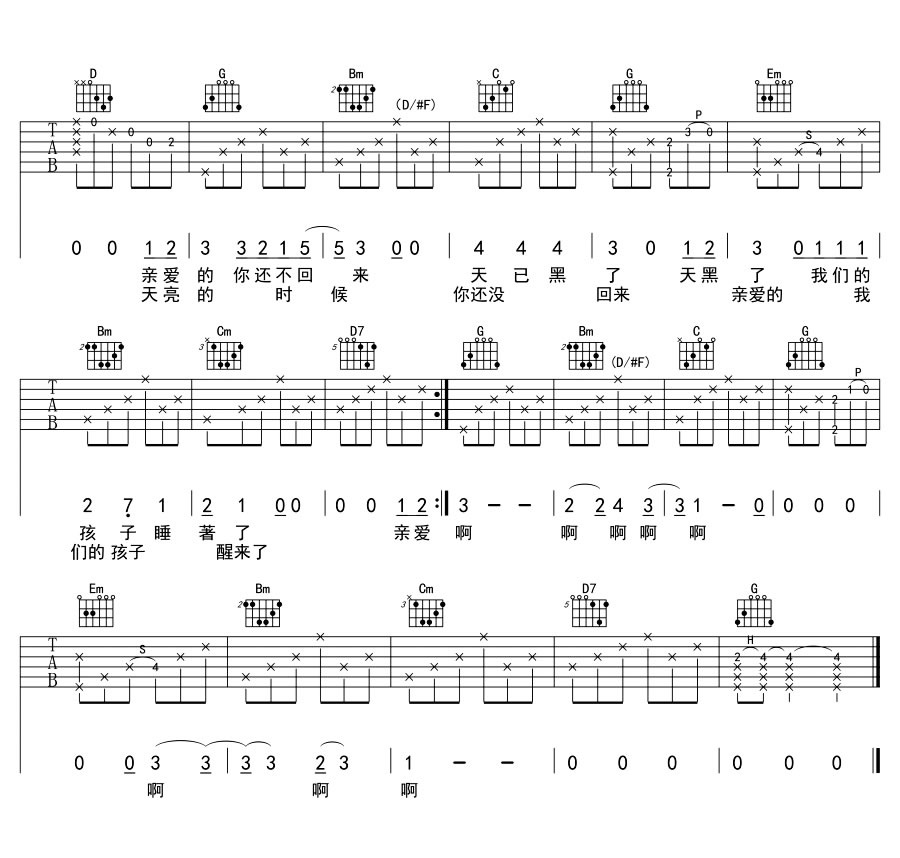 《时间里的吉他谱》_马頔__G调图片谱完整版_G调_吉他图片谱4张 图4