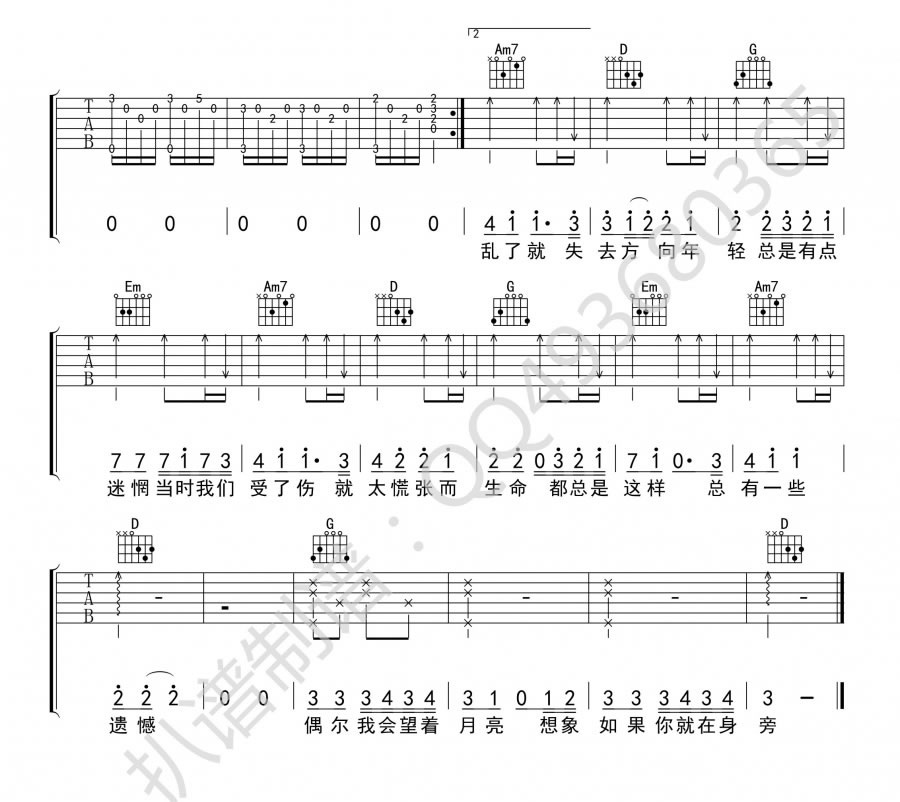 《偶尔吉他谱》_G.E.M.邓紫棋_G调_吉他图片谱4张 图4