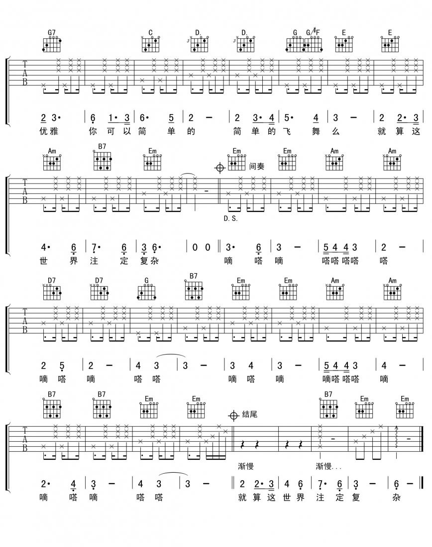 《你可以简单的飞舞么吉他谱》_张羿凡__图片谱_吉他图片谱3张 图3