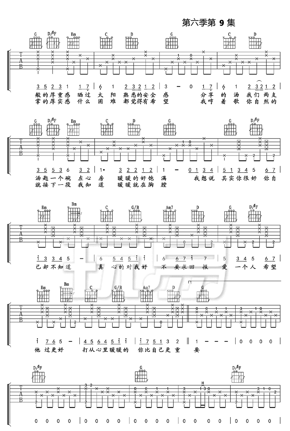 《暖暖吉他谱》_梁静茹_吉他图片谱4张 图3