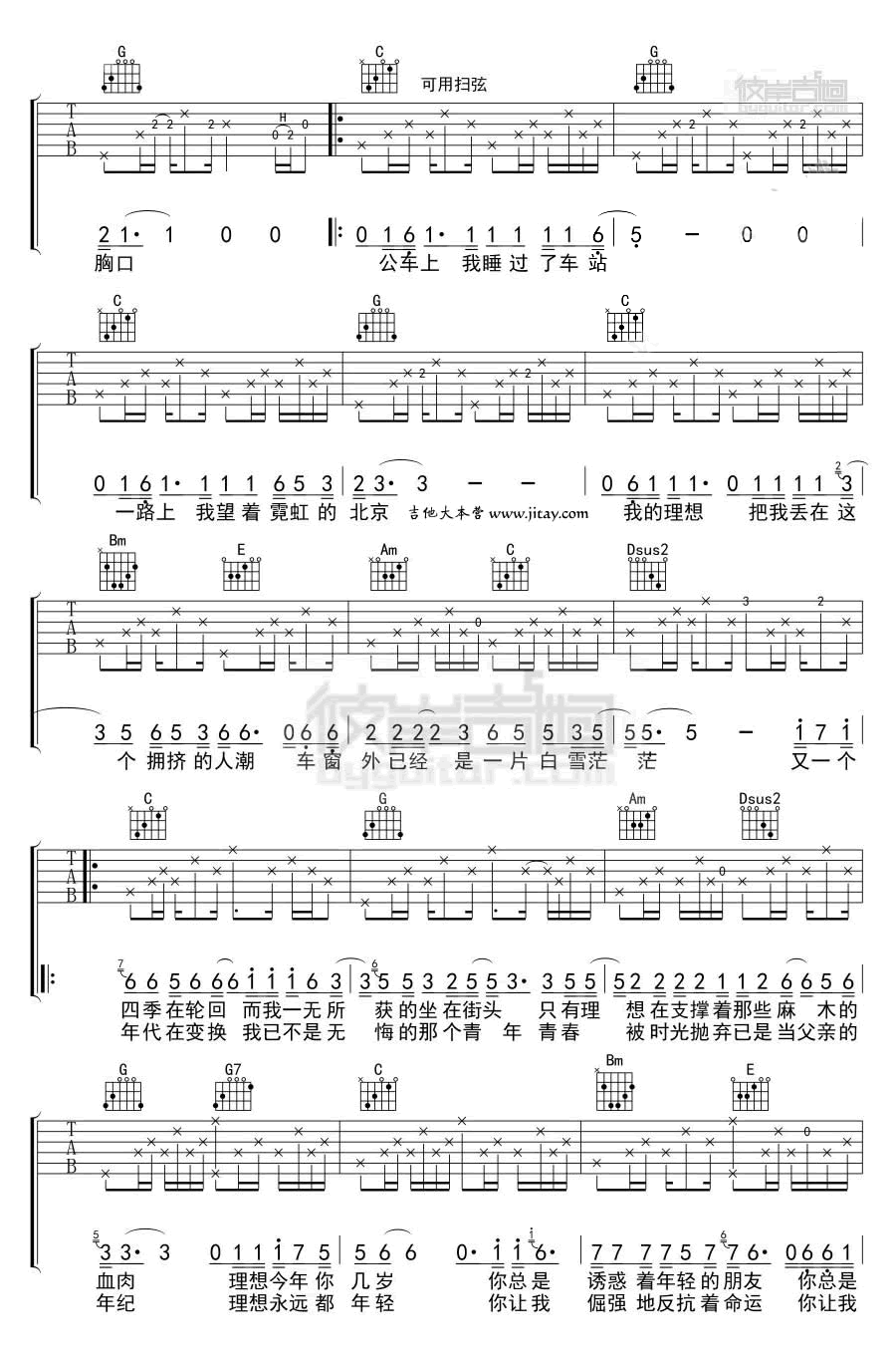 《理想吉他谱》_赵雷_吉他图片谱4张 图3
