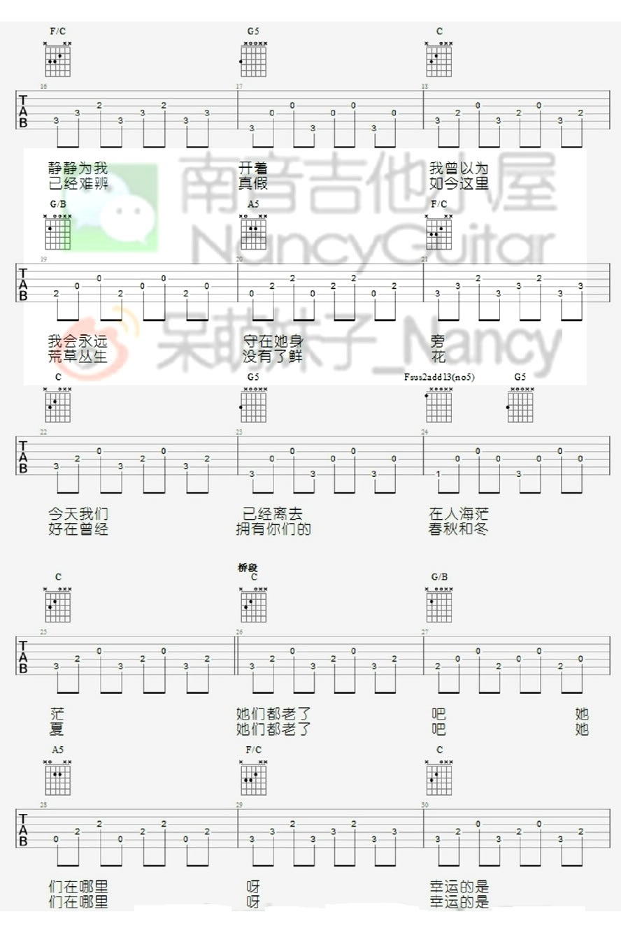 《那些花儿简单版吉他谱》_朴树__图片谱完整版_吉他图片谱4张 图3