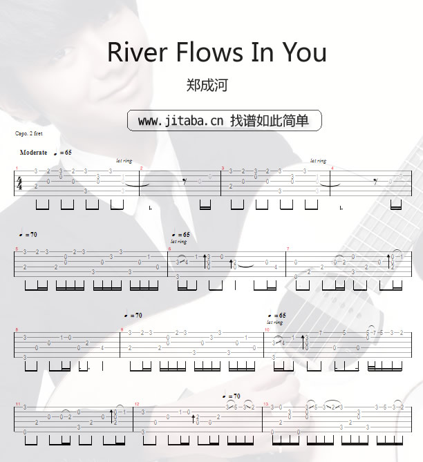 《River Flows In You吉他谱》_BishopBriggs_独奏_吉他图片谱1张 图1