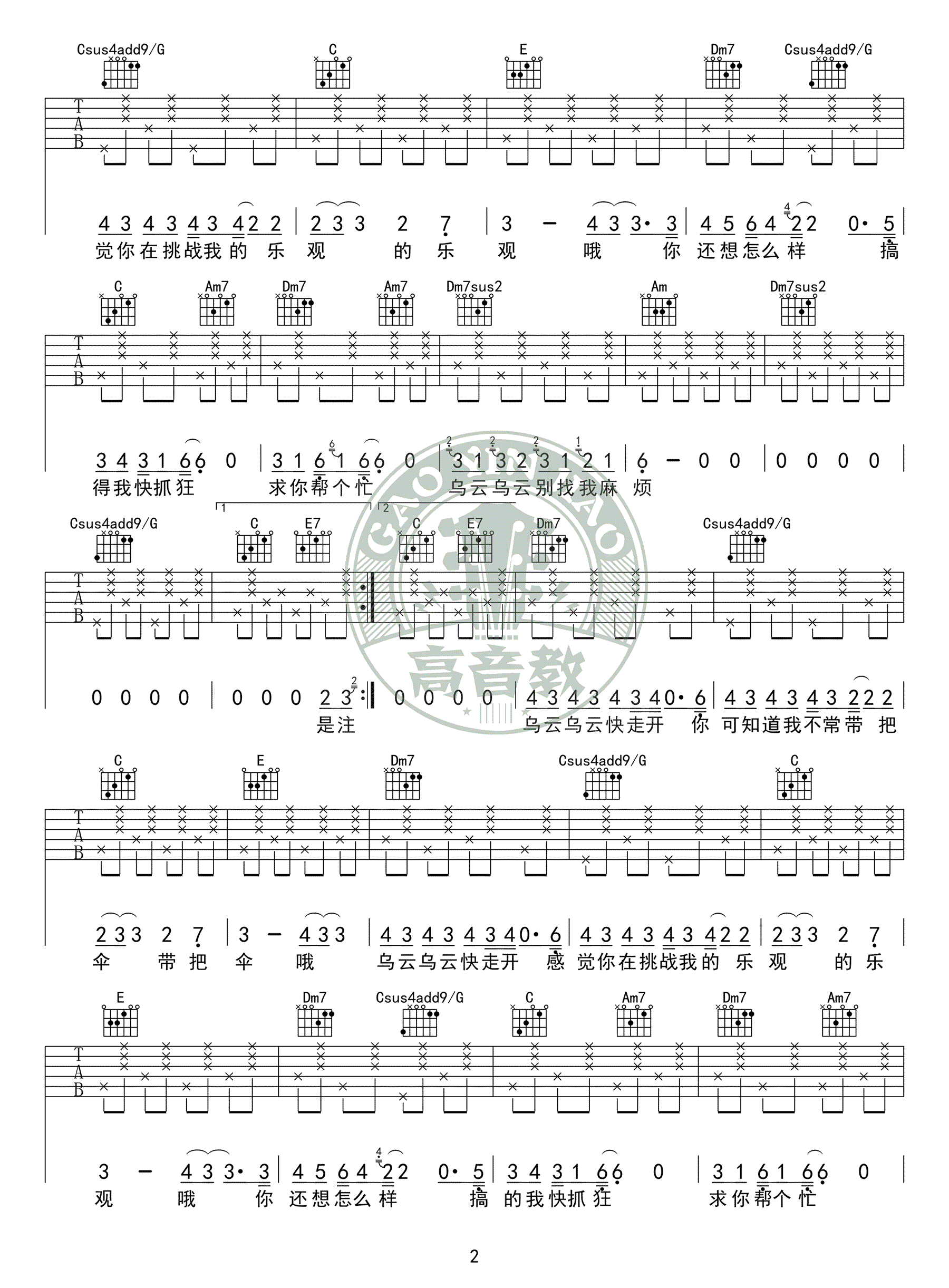 《别找我麻烦吉他谱》_蔡健雅__C调标准版_C调_吉他图片谱3张 图3