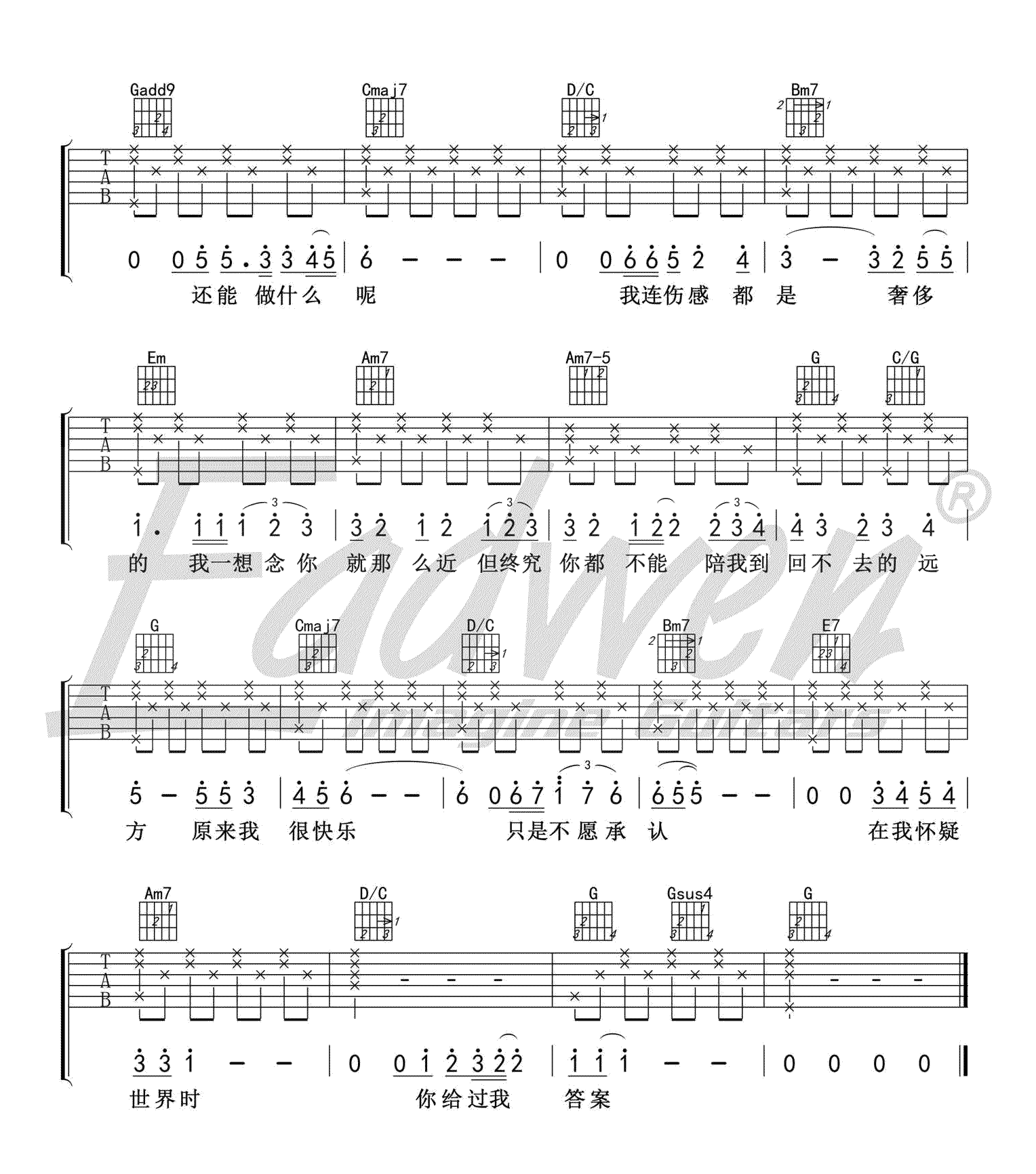《后来的我们吉他谱》_五月天_陈奕迅_图片谱高清版_吉他图片谱3张 图3