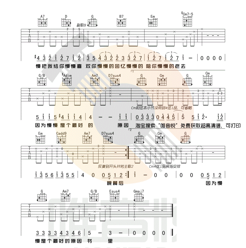 《慢慢喜欢你吉他谱》_莫文蔚__图片谱标准版_吉他图片谱3张 图3