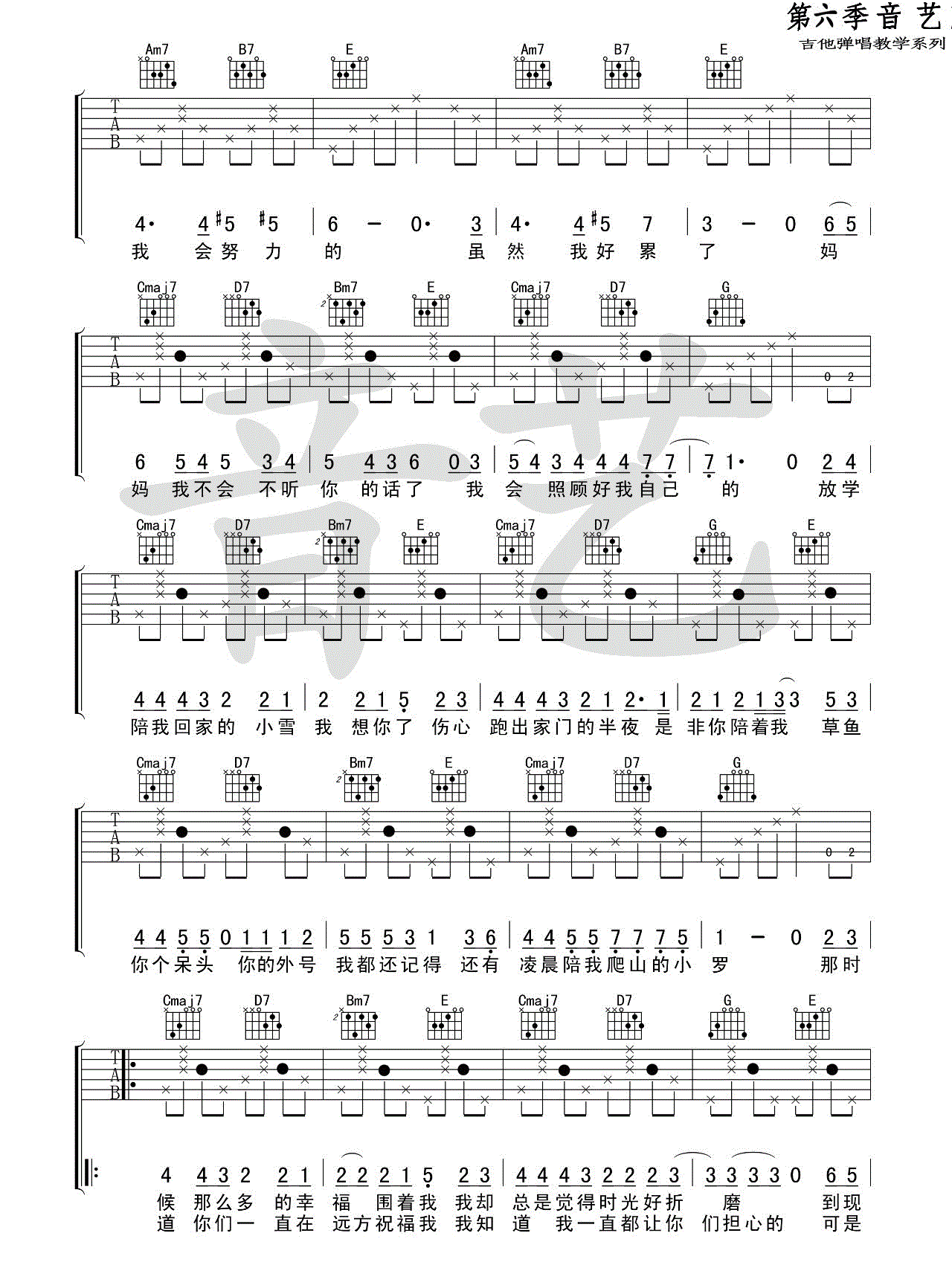 《一个人看小丸子吉他谱》_玥霖Gabrielle_王佳妮_六线谱标准版_吉他图片谱4张 图3