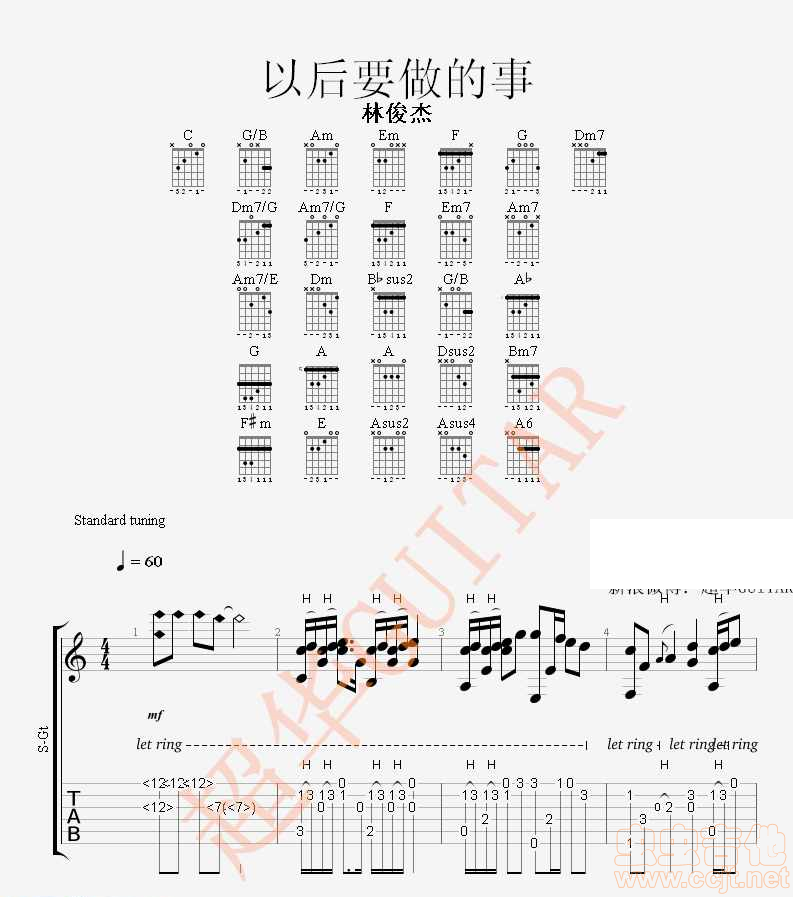 《以后要做的事吉他谱》_林俊杰__图片谱标准版_吉他图片谱8张 图1