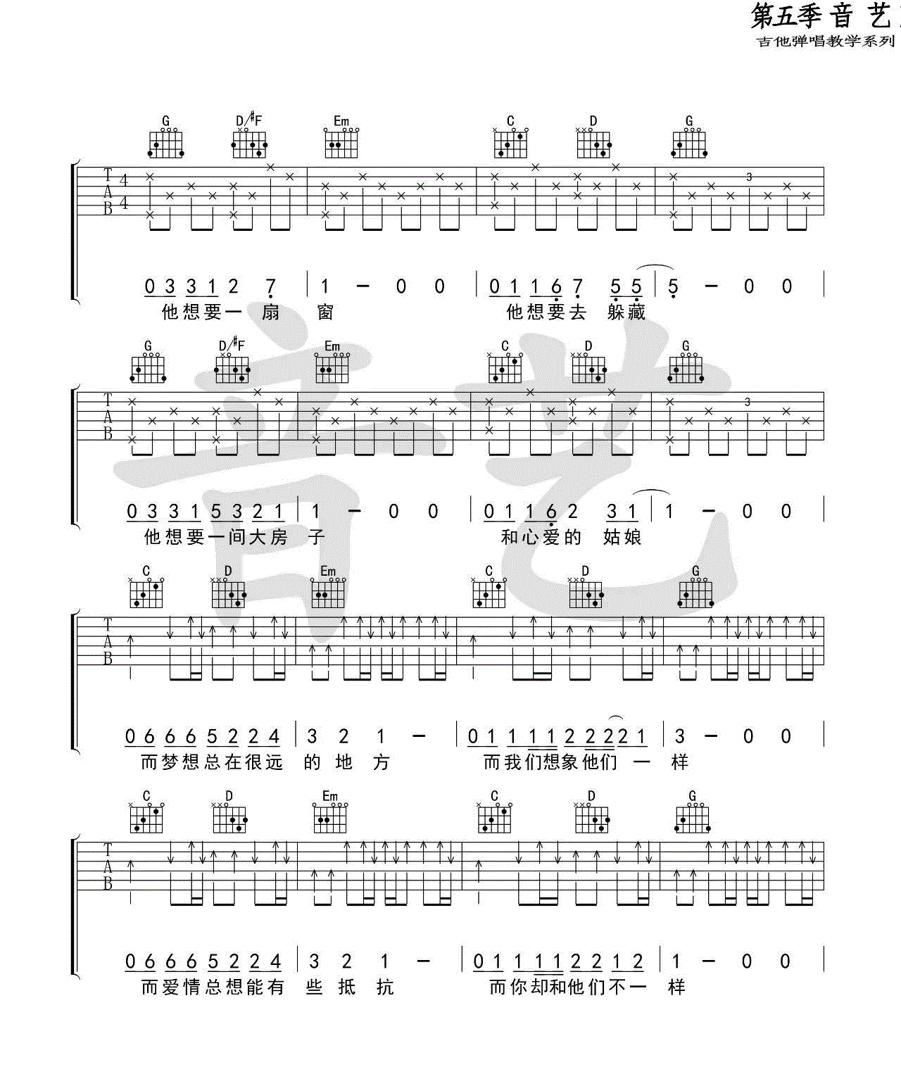 《旅途吉他谱》_朴树_声玩具_G调六线谱完整版_G调_吉他图片谱3张 图2