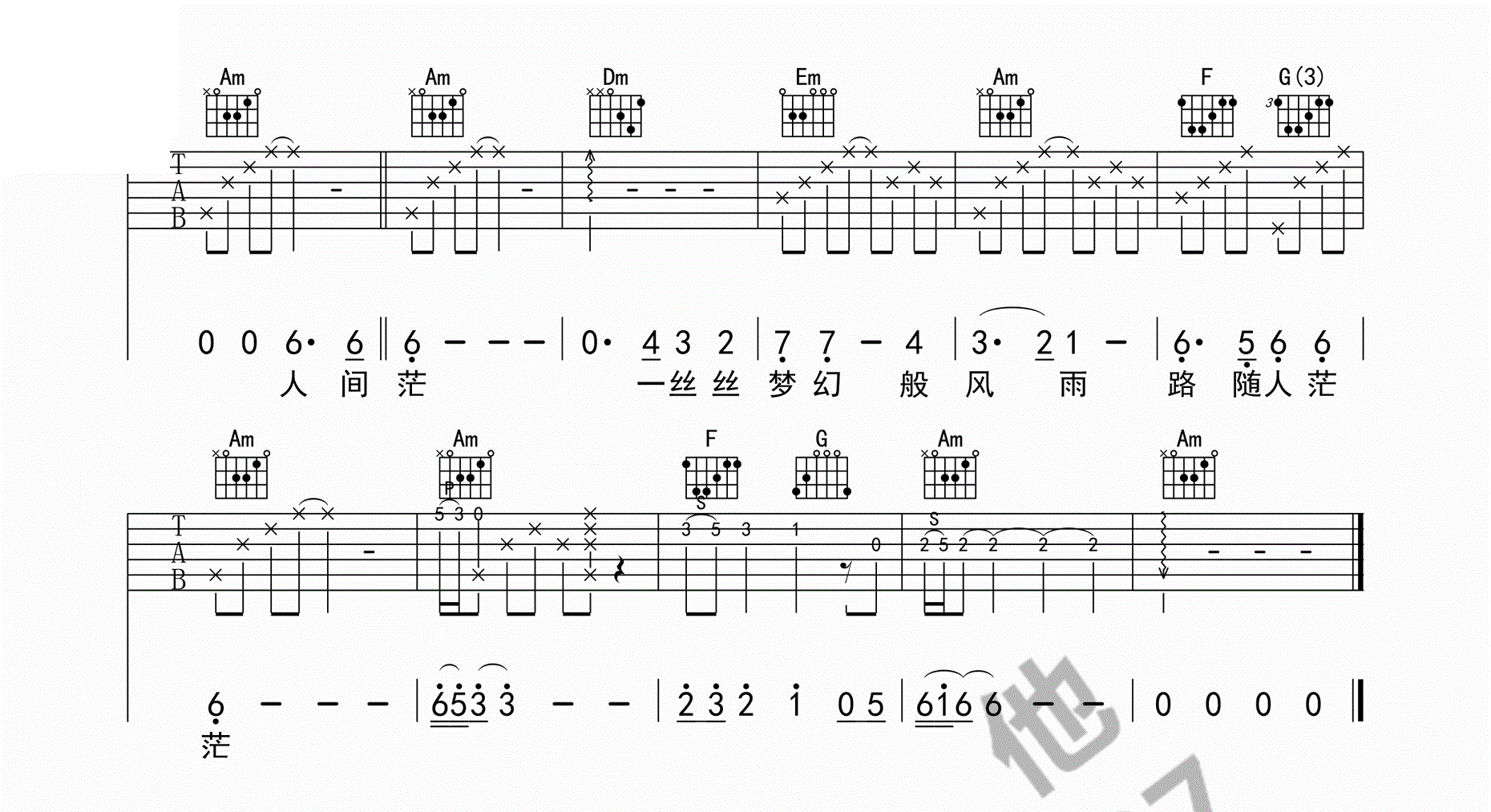 《倩女幽魂吉他谱》_张国荣__C调版六线谱标准版_C调_吉他图片谱2张 图2