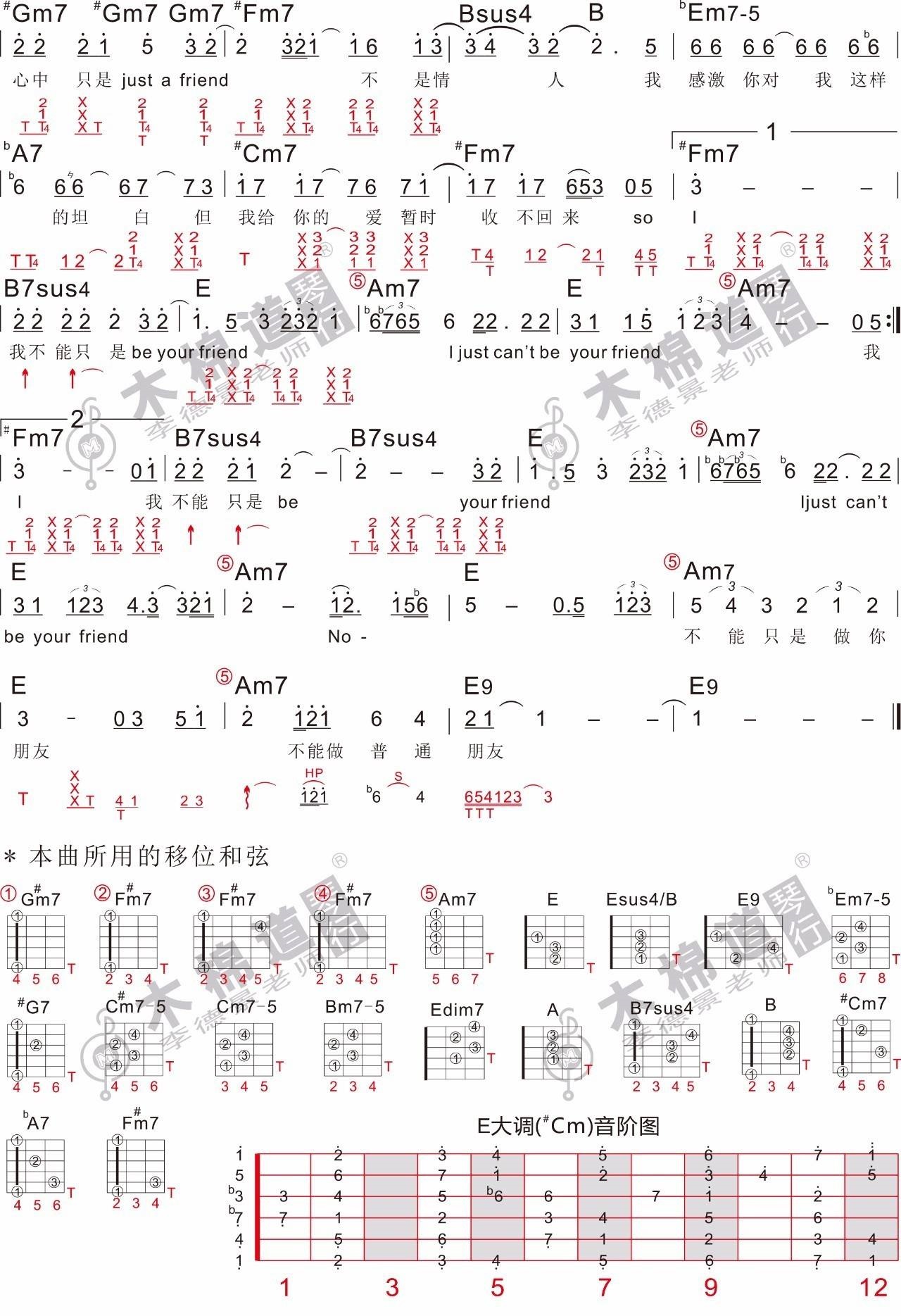 《普通朋友吉他谱》_陶喆__图片谱完整版_吉他图片谱2张 图2