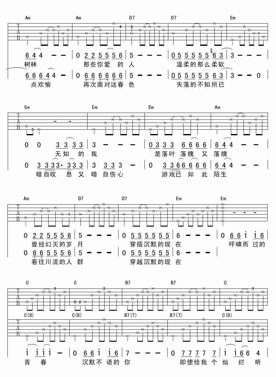 《被禁忌的游戏吉他谱》_川澄绫子、皆川純子、鳥海浩輔_李志_G调图片谱完整版_G调_吉他图片谱4张 图2