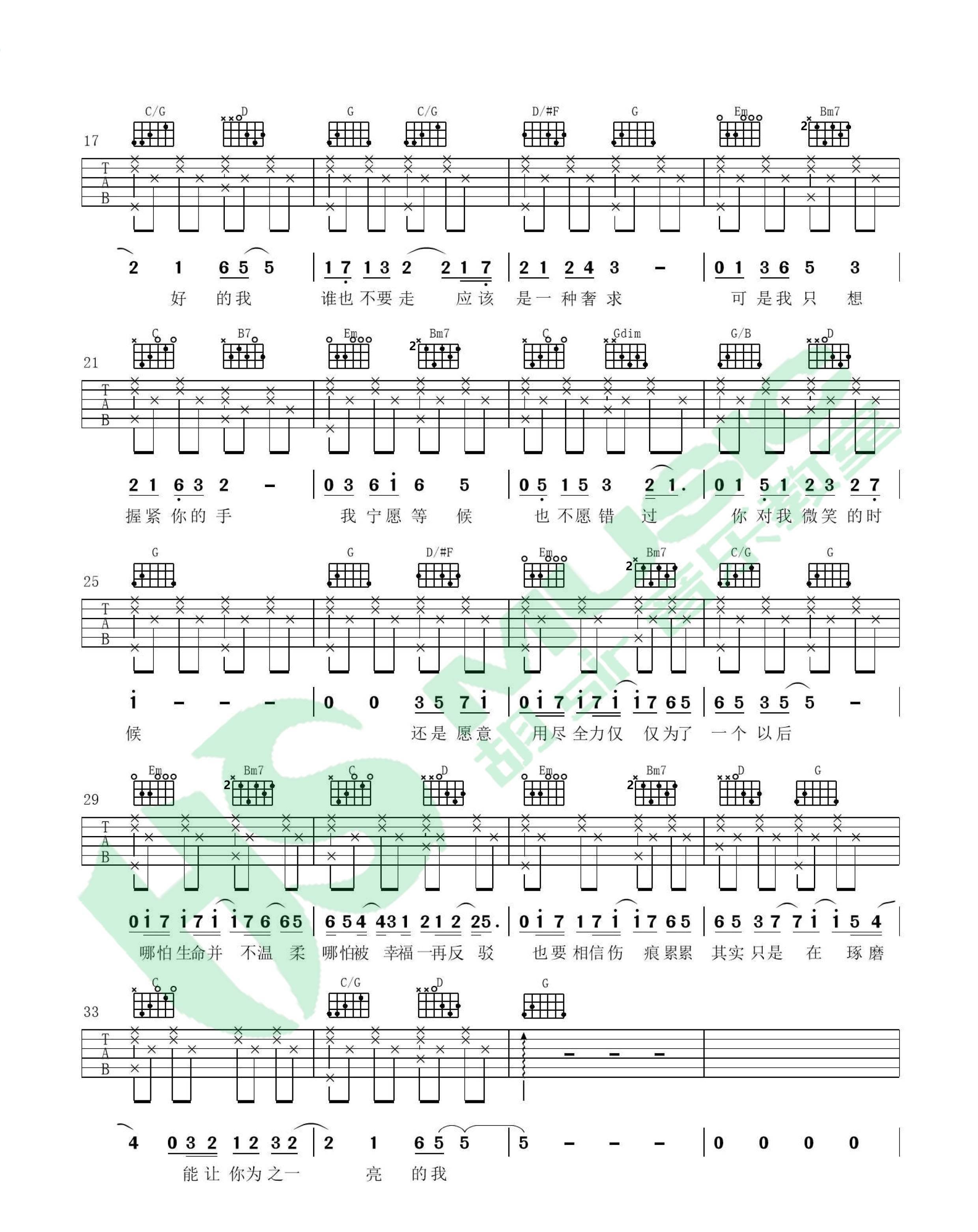 《脆弱一分钟吉他谱》_林宥嘉__G调版六线谱标准版_G调_吉他图片谱2张 图2