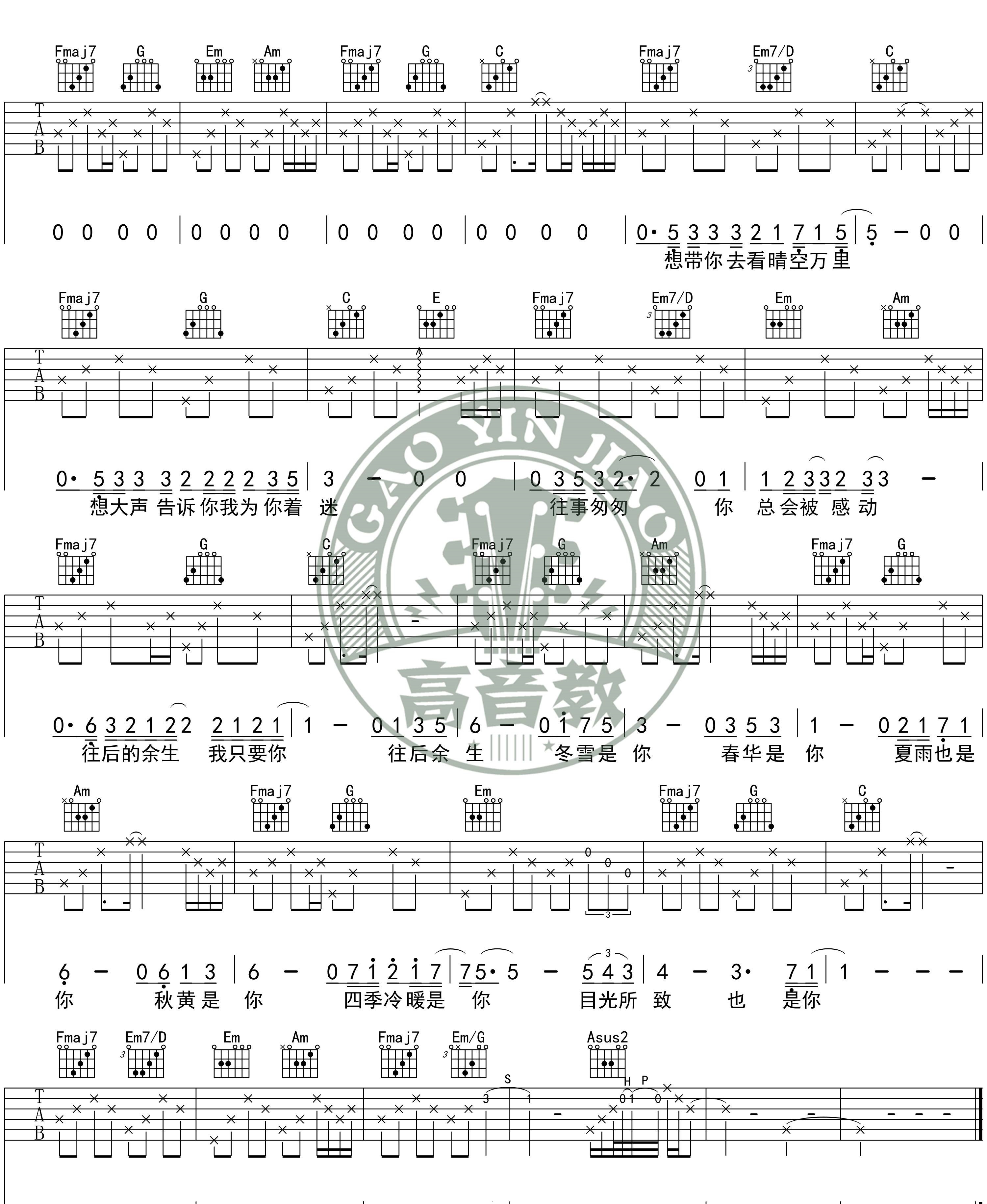 《往后余生吉他谱》_马良、孙茜茹_C调标准版/G调入门版_图片谱标准版_C调_吉他图片谱2张 图2