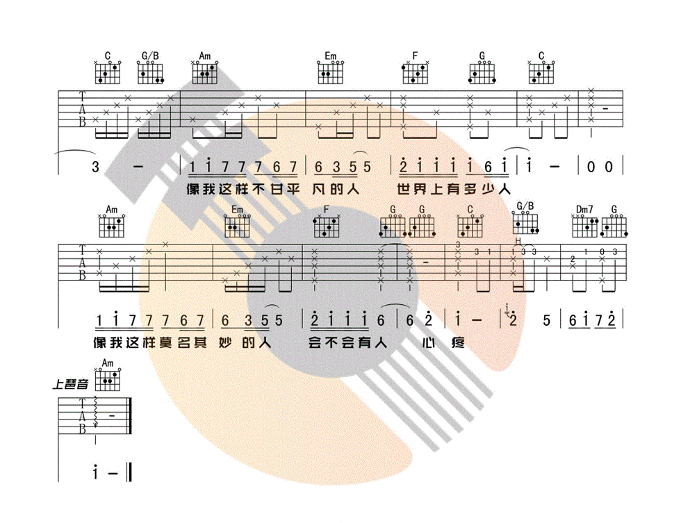 《像我这样的人吉他谱》_毛不易_C调_吉他图片谱3张 图3