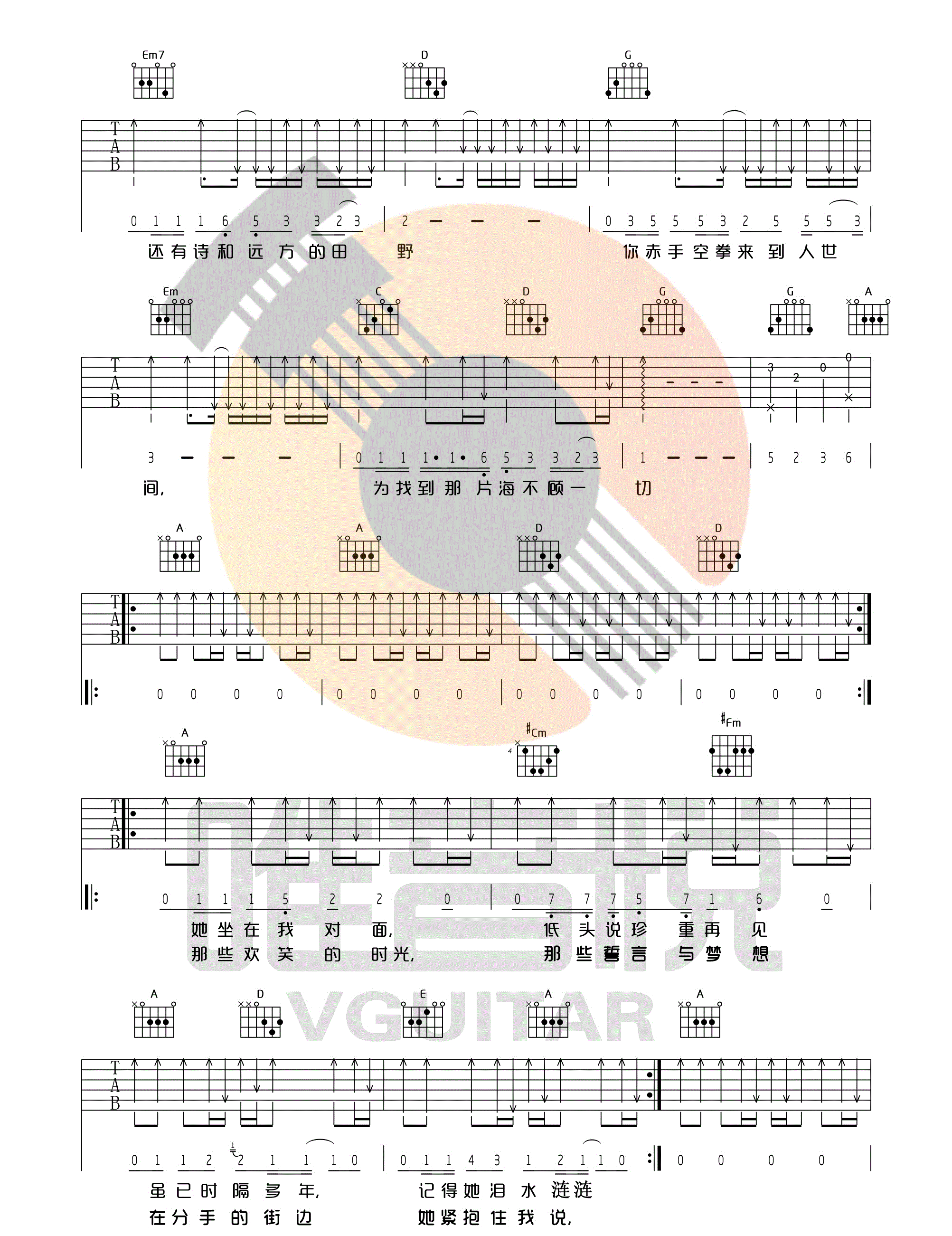 《生活不止眼前的苟且吉他谱》_许巍_G调_吉他图片谱4张 图2