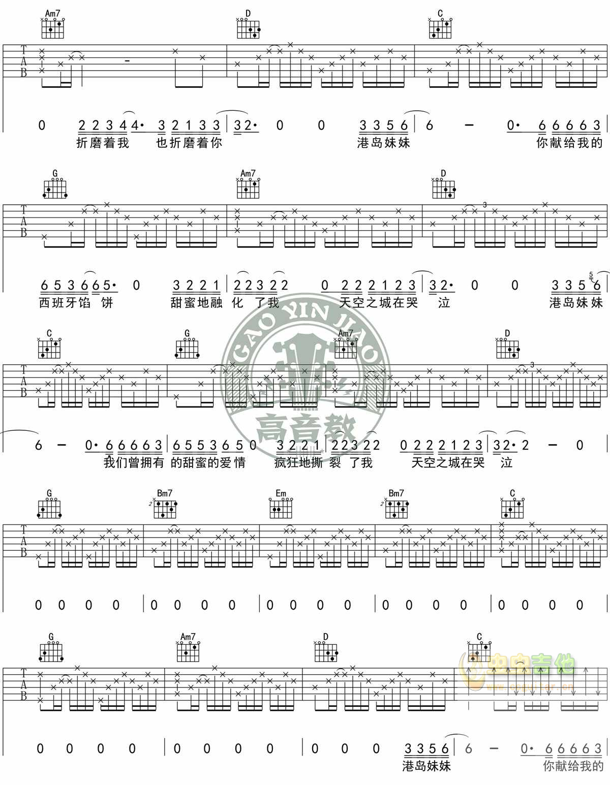 《天空之城吉他谱》_纯音乐_G调_吉他图片谱3张 图2
