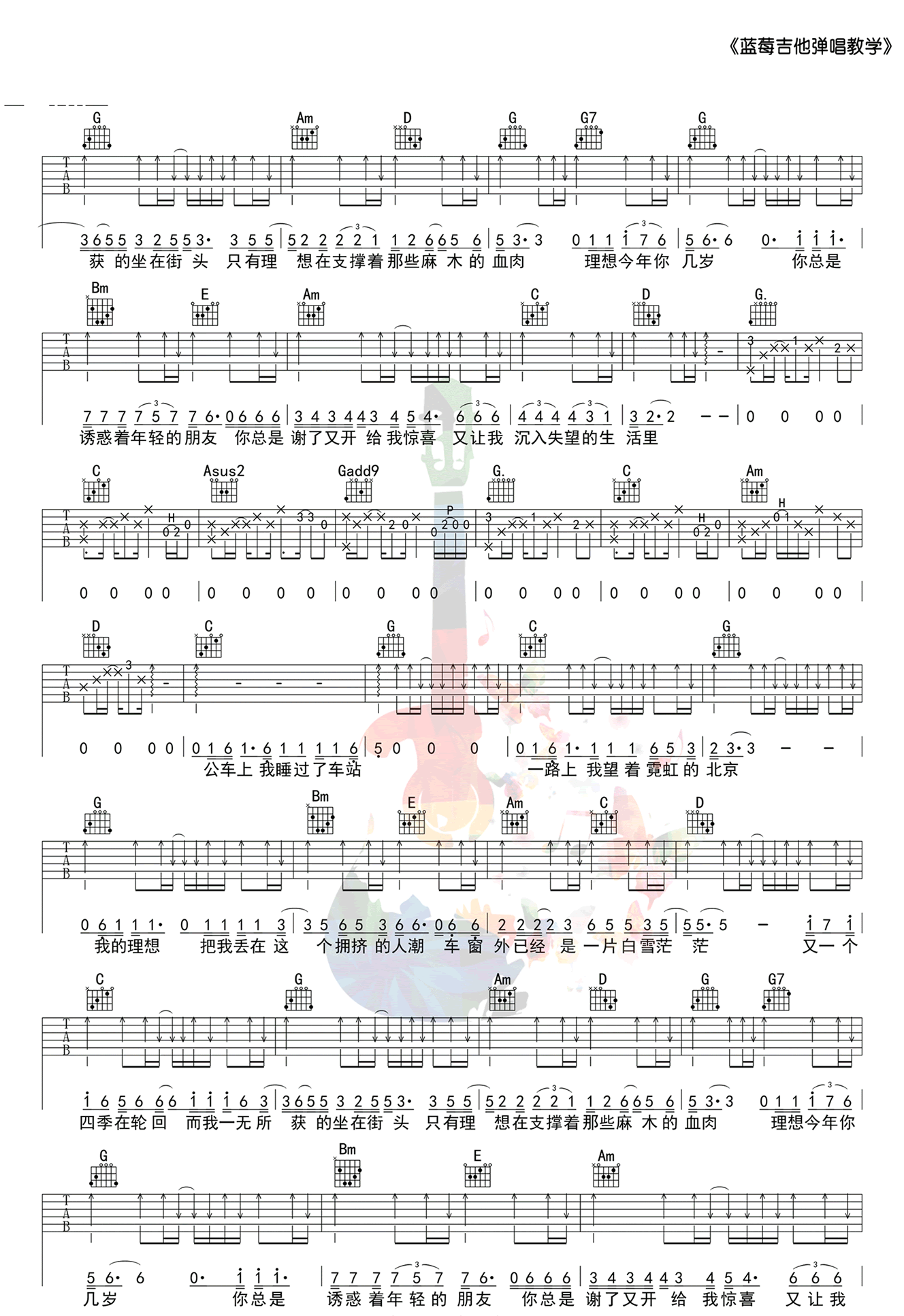 《理想吉他谱》_赵雷_G调_吉他图片谱3张 图2