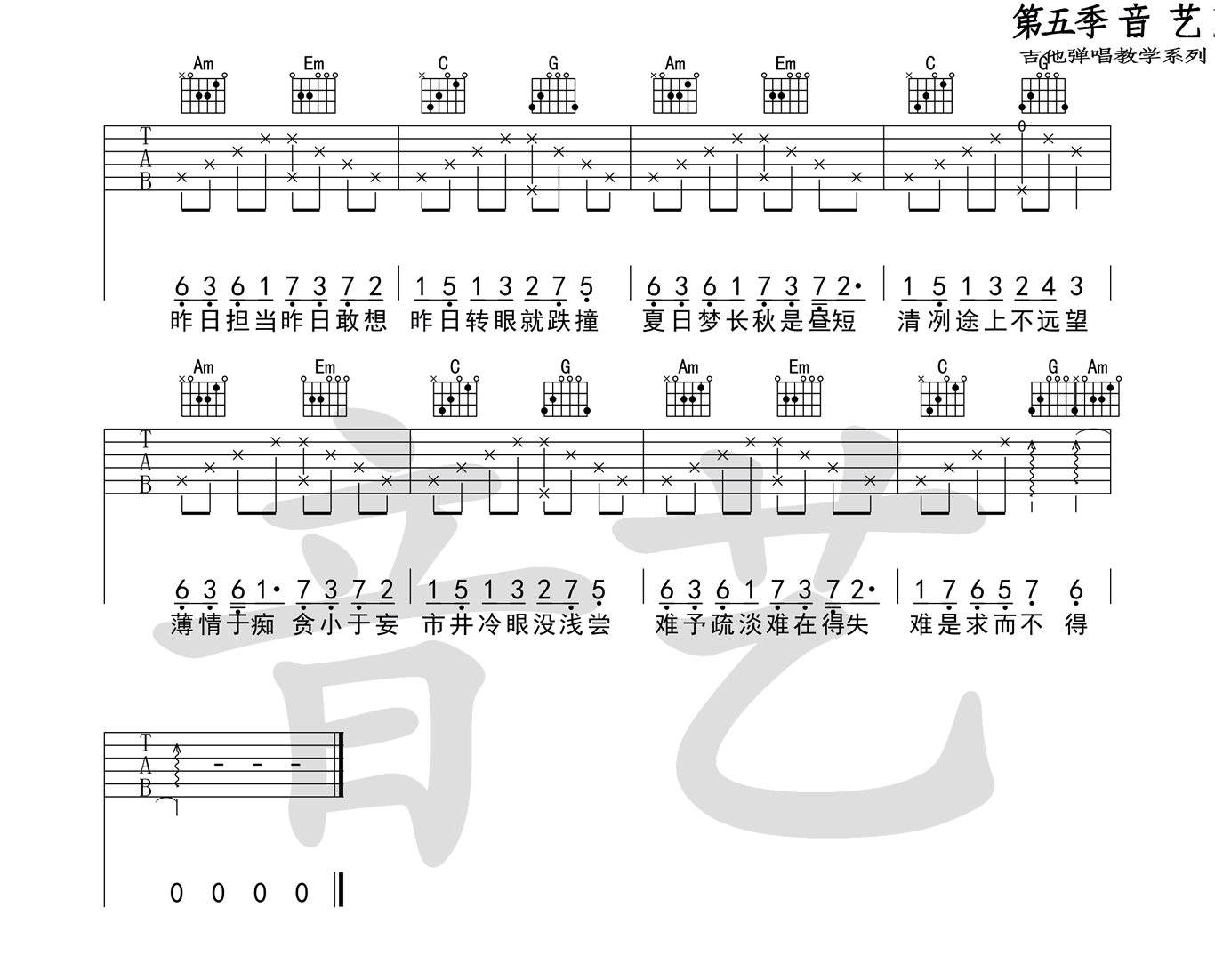 《一如年少模样吉他谱》_陈鸿宇_吉他图片谱5张 图5