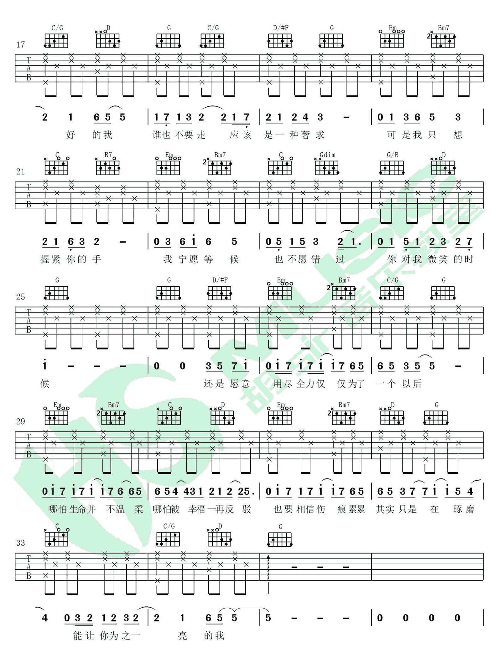 《脆弱一分钟吉他谱》_林宥嘉__G调弹唱谱高清版_G调_吉他图片谱3张 图3