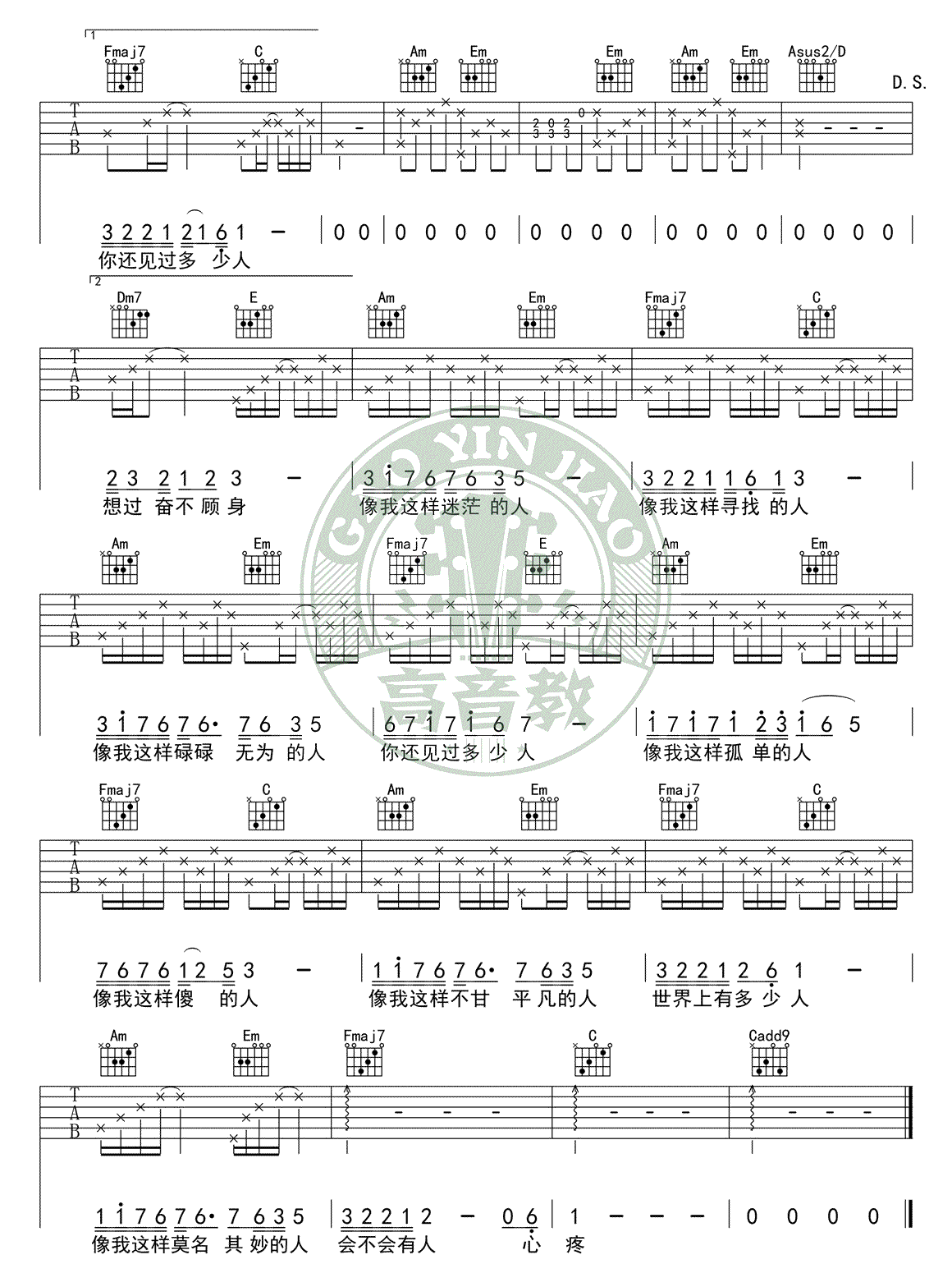 《像我这样的人吉他谱》_毛不易__高清图片谱完整版_吉他图片谱3张 图3