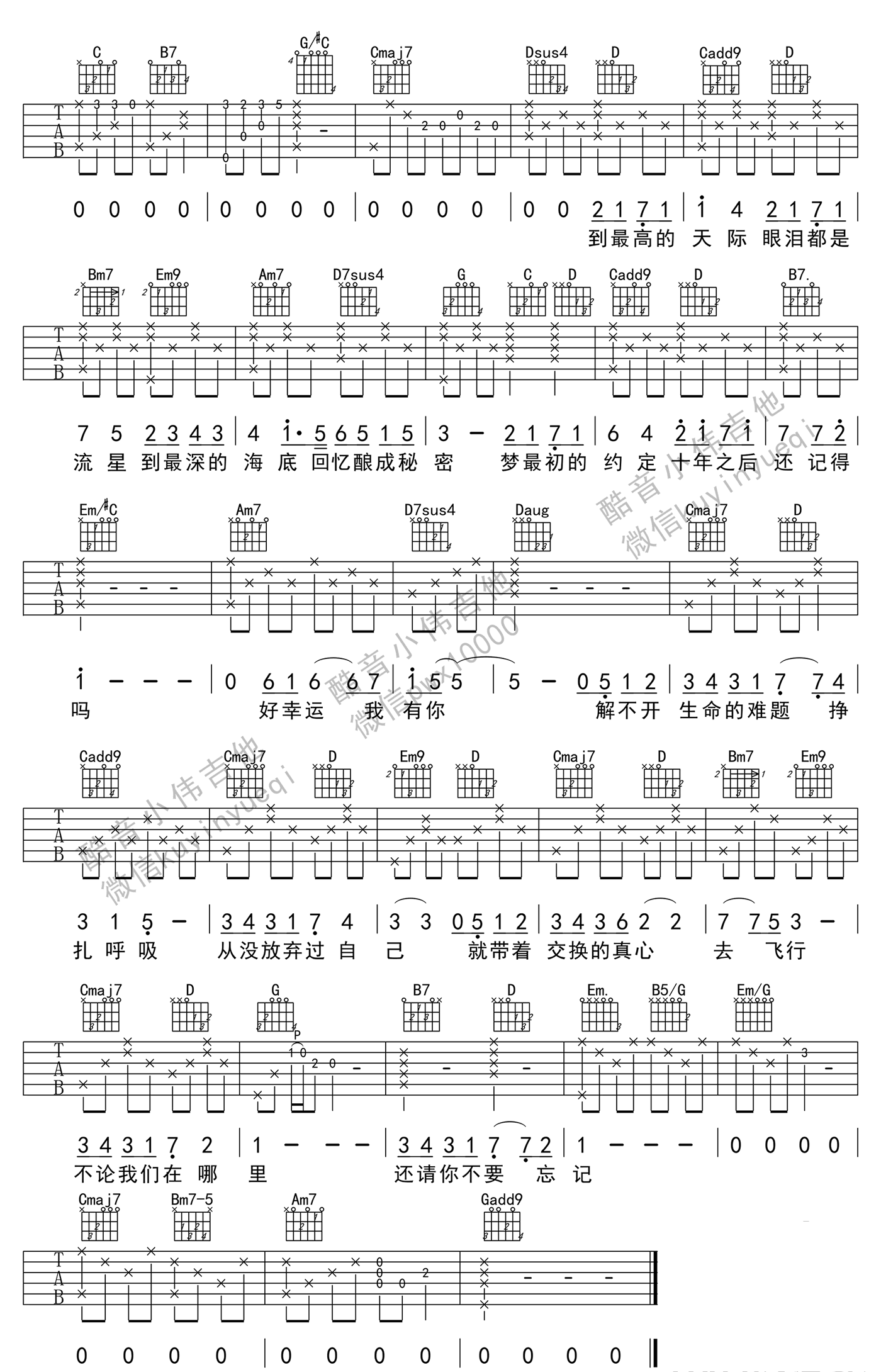 《还记得吗吉他谱》_朱正廷_张韶涵_图片谱高清_吉他图片谱4张 图4